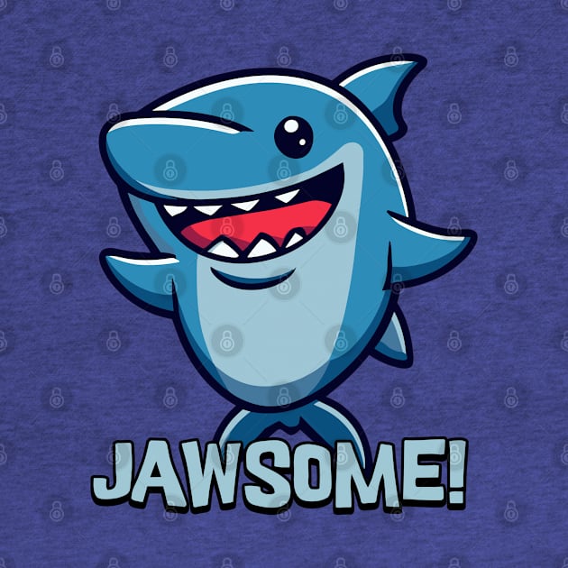 Jawsome! Kawaii Shark Cartoon by Cute And Punny